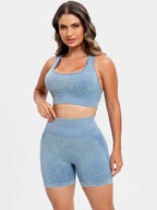 Scoop Neck Wide Strap Top and Shorts Active Set | Activewear Short and Top Set from PHUNKYN