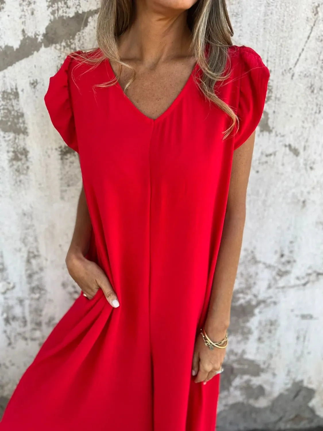 Full Size V-Neck Cap Sleeve Wide Leg Jumpsuit Plus Size | One-Pieces Jumpsuit from PHUNKYN