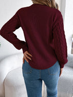 Asymmetric Hem Round Neck Long Sleeve Sweater | Sweaters Sweater from PHUNKYN