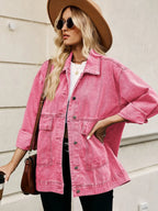 Oversized Button Up Denim Jacket with Hood | Jackets Jacket from PHUNKYN
