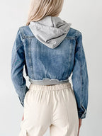 Distressed Zip Up Cropped Hooded Denim Jacket | Jacket from PHUNKYN