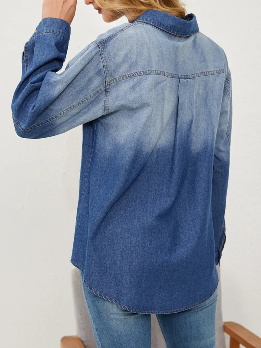 Button Up Long Sleeve Denim Jacket | from PHUNKYN