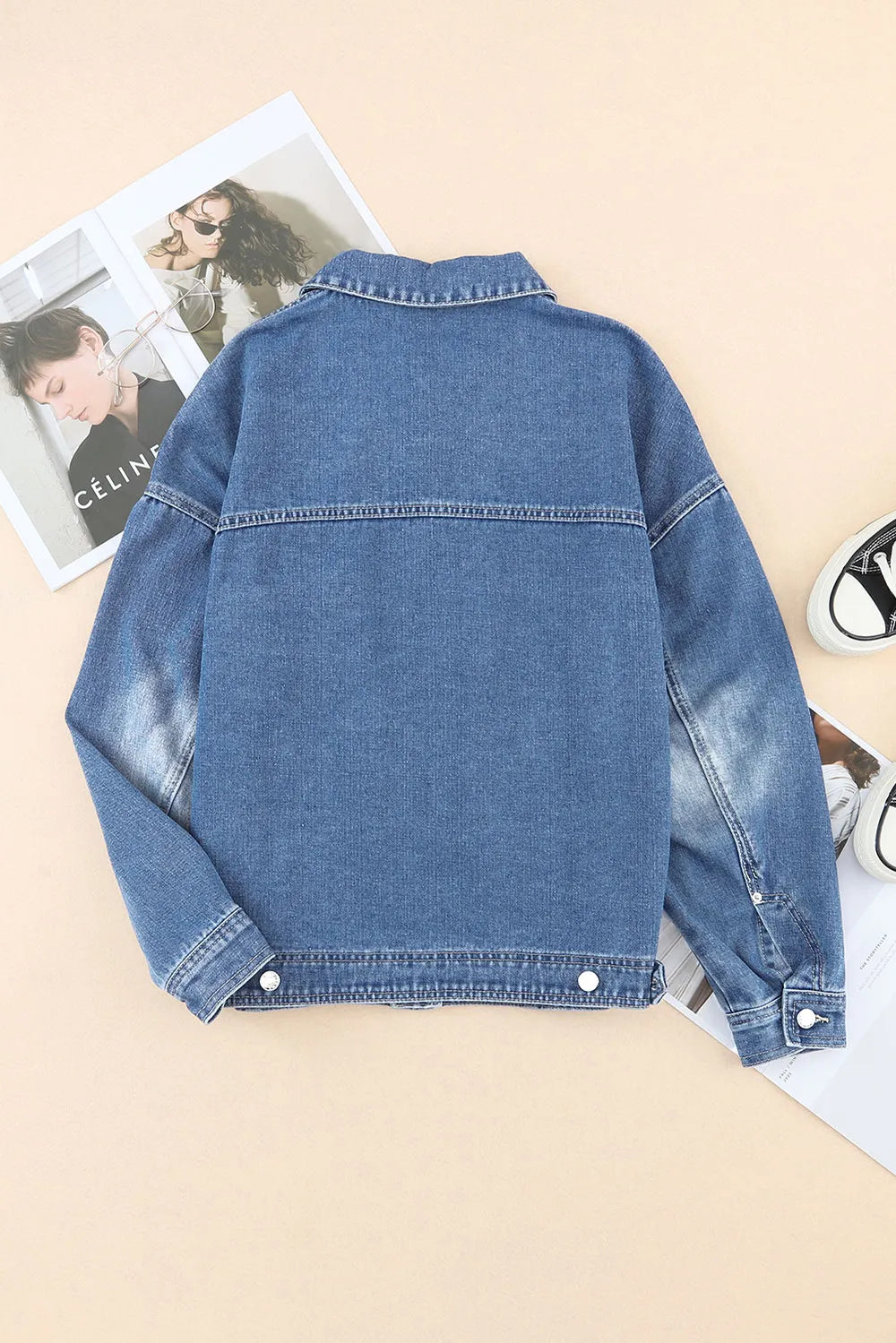 Collared Neck Button Up Denim Jacket | Jacket from PHUNKYN