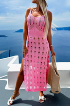 Openwork Slit Scoop Neck Sleeveless Cover Up | Cover Ups Cover Up from PHUNKYN