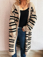 Striped Open Front Hooded Cardigan | Cardigans Cardigan from PHUNKYN