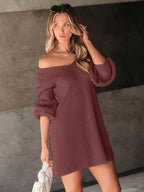 Perfee V-Neck Long Sleeve Sweater Dress | Dresses Sweater Dress from PHUNKYN