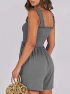 Smocked Square Neck Sleeveless Romper Dresses Romper PHUNKYN