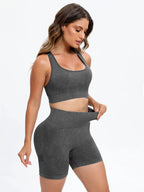 Scoop Neck Wide Strap Top and Shorts Active Set | Activewear Short and Top Set from PHUNKYN