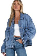 Collared Neck Button Up Denim Jacket | Jacket from PHUNKYN
