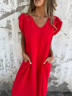 Full Size V-Neck Cap Sleeve Wide Leg Jumpsuit Plus Size | One-Pieces Jumpsuit from PHUNKYN