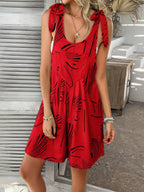 Printed Tie Shoulder Overalls with Pockets | One-Pieces Romper from PHUNKYN