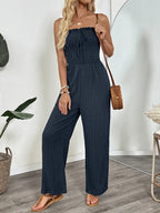 Smocked Tube Wide Leg Jumpsuit One-Pieces Jumpsuit PHUNKYN