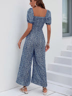 Printed Square Neck Puff Sleeve Jumpsuit | One-Pieces Jumpsuit from PHUNKYN