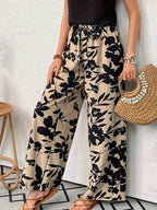 Printed Wide Leg Casual Pants | Trousers Wide Leg Pants from PHUNKYN