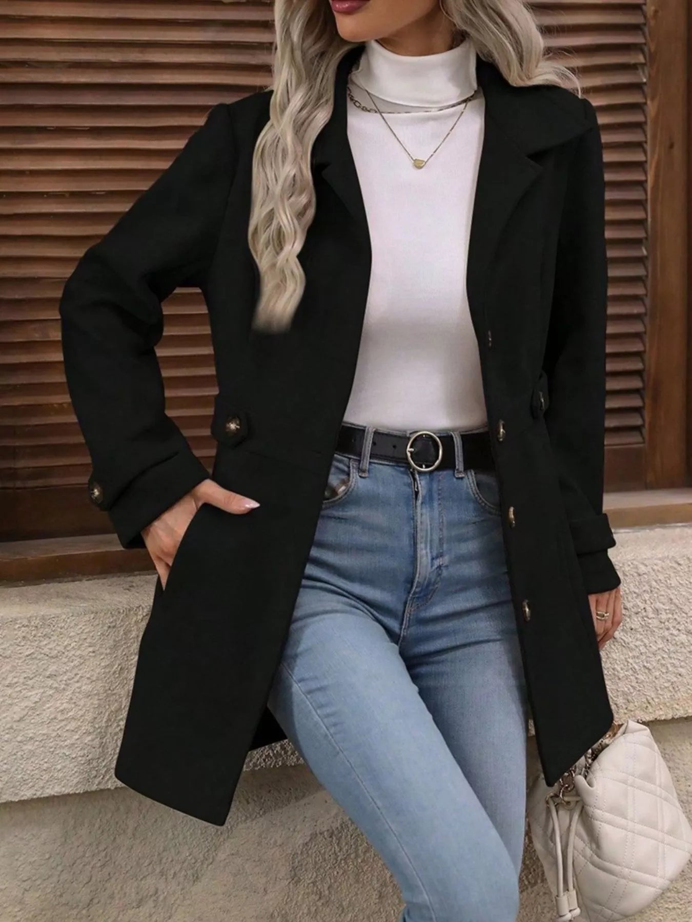 Button Up Long Sleeve Coat | Trench Coats Coat from PHUNKYN