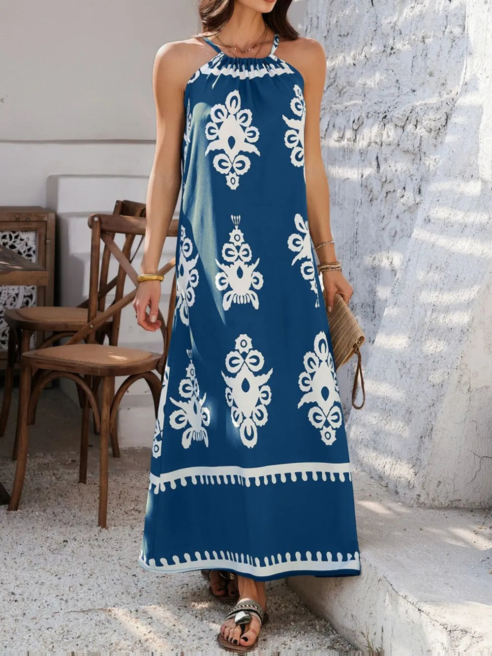 Devine Grecian Neck Printed Maxi Dress | Dresses Maxi Dress from PHUNKYN