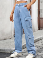 Casual Wide Leg Cargo Jeans | Jeans Cargo Pants from PHUNKYN