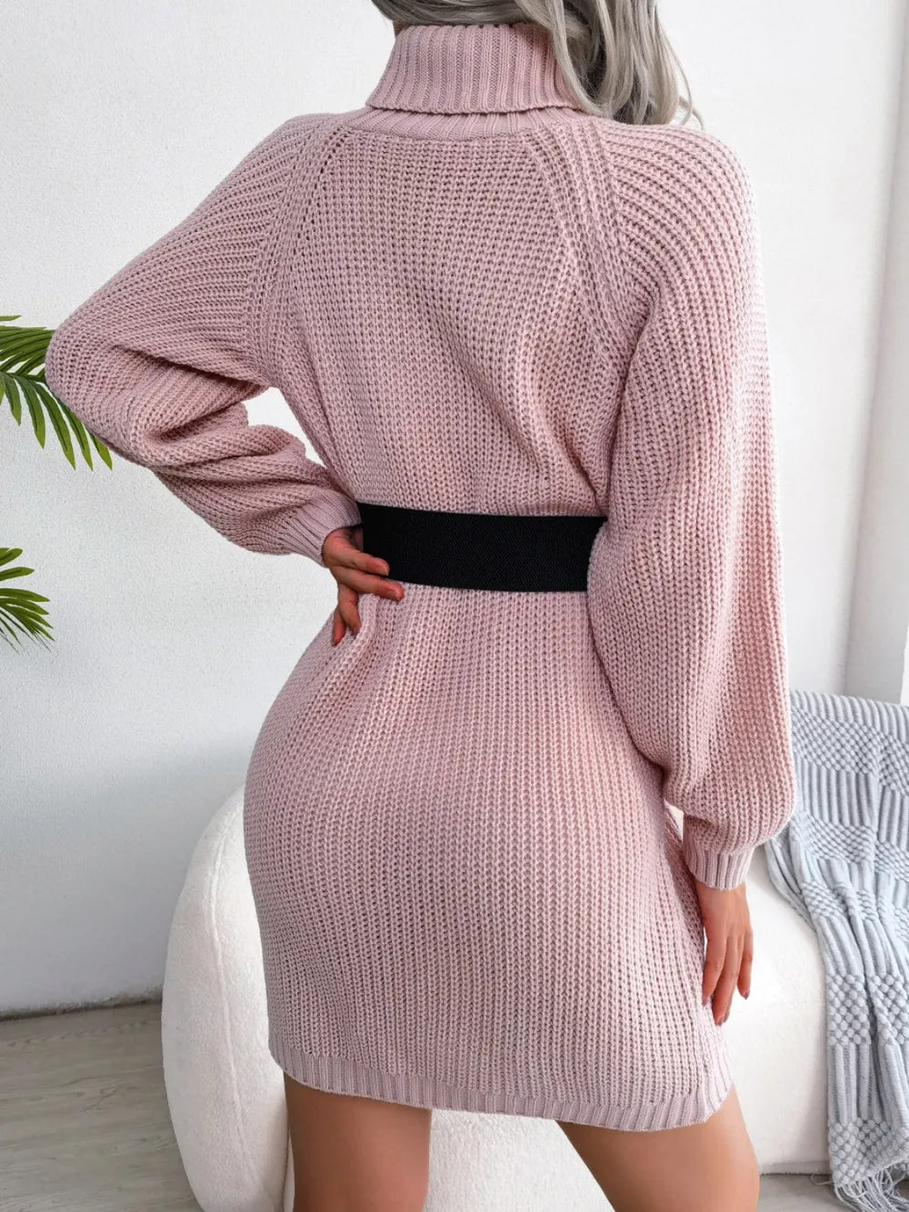 Decorative Button Turtleneck Sweater Dress | Dresses Sweater Dress from PHUNKYN
