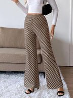Plaid High-Waisted Wide Leg Pants | Trousers Wide Leg Pants from PHUNKYN