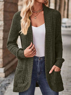 Ribbed Knit Open Front Cardigan with Pockets | Cardigans Cardigan from PHUNKYN