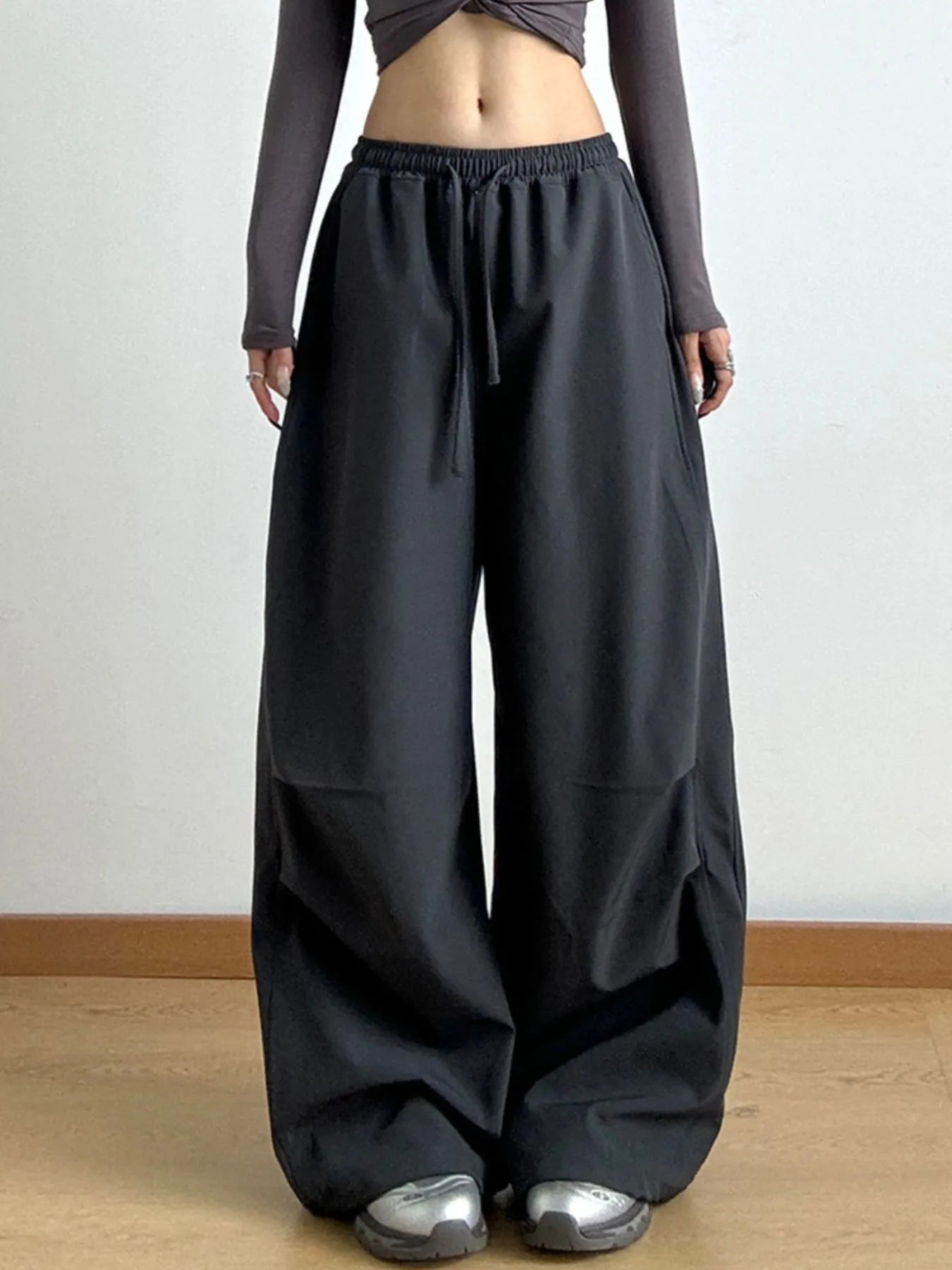 Wide Leg Pants with Drawstring Waist | Trousers Wide Leg Pants from PHUNKYN