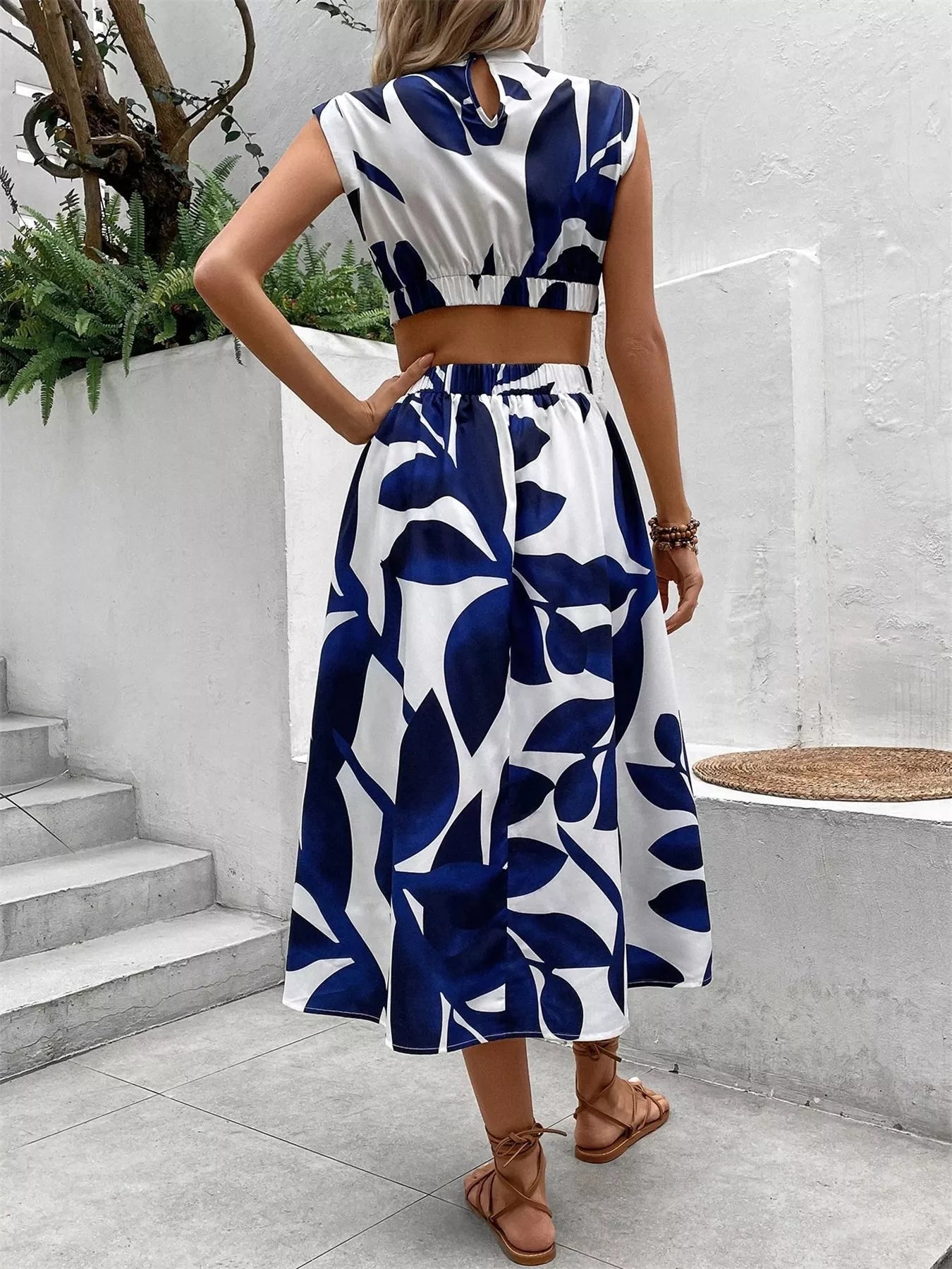 Cutout Printed Sleeveless Dress | Dresses Dress from PHUNKYN