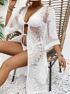 Lace Open Front Longline Cover-Up | Cover Ups Cover Up from PHUNKYN