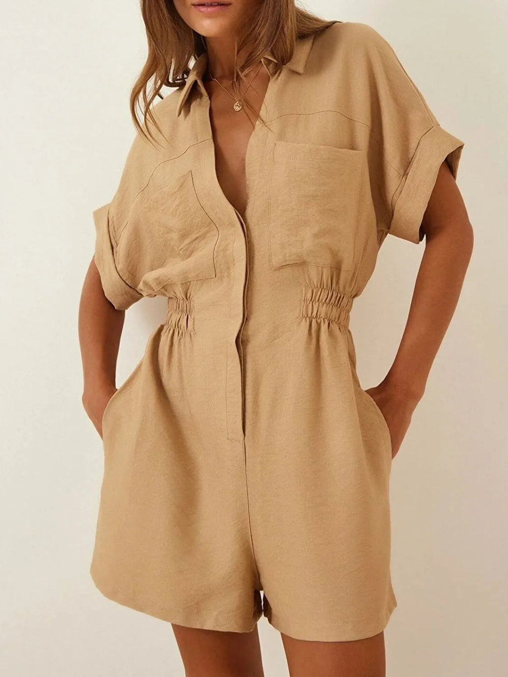 Collar Short Sleeve Romper | One-Pieces Romper from PHUNKYN