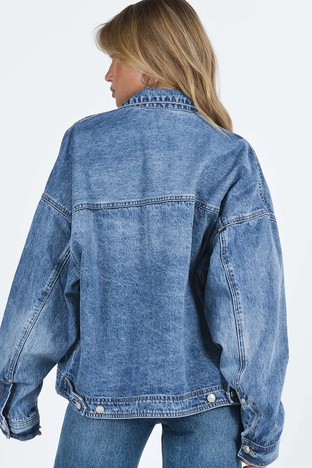 Collared Neck Button Up Denim Jacket | Jacket from PHUNKYN