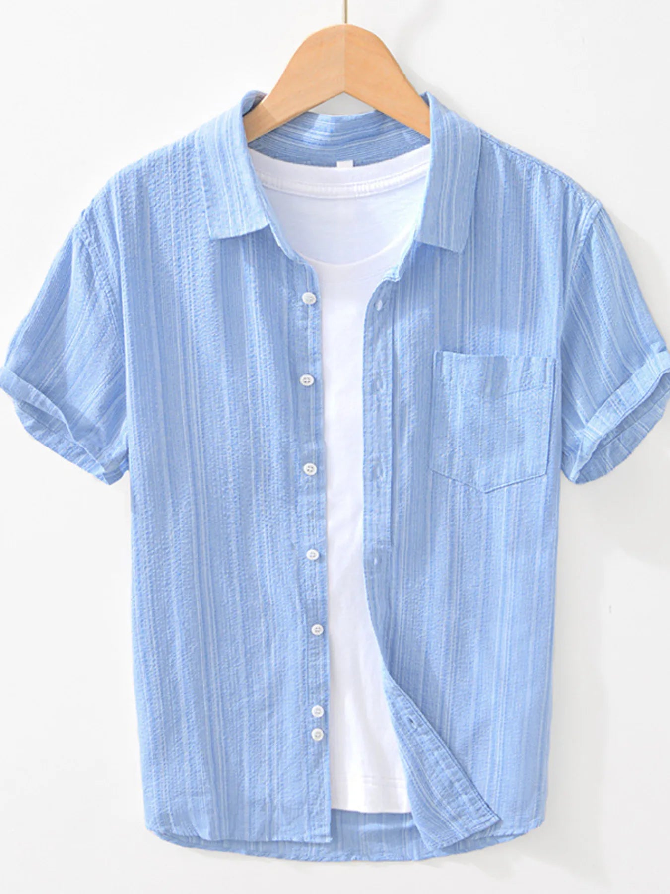 Men's Striped Collared Neck Short Sleeve Shirt | Shirts Shirts from PHUNKYN