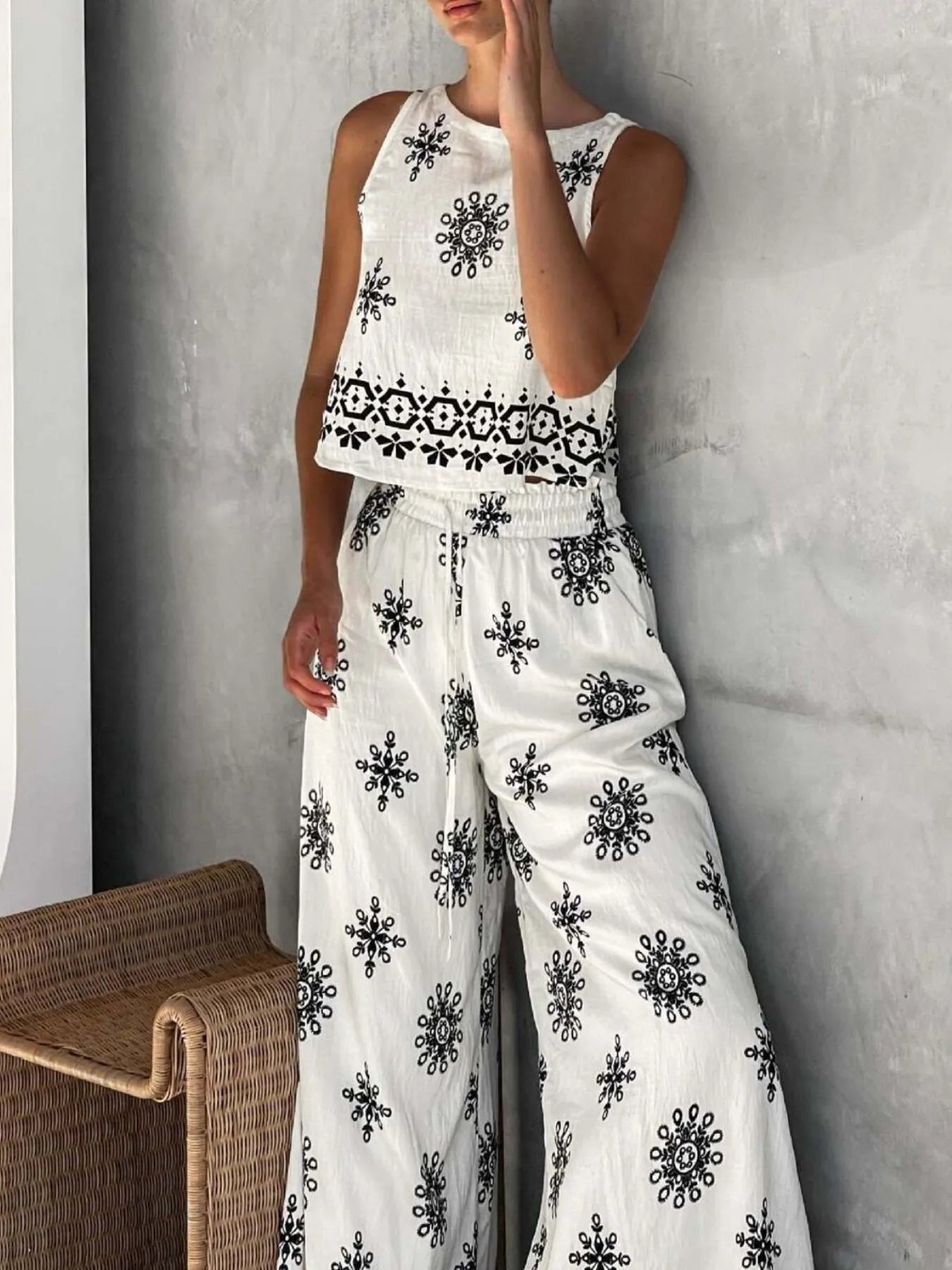 Printed Tank and Pants Set | Outfit Sets Top and Pants Set from PHUNKYN