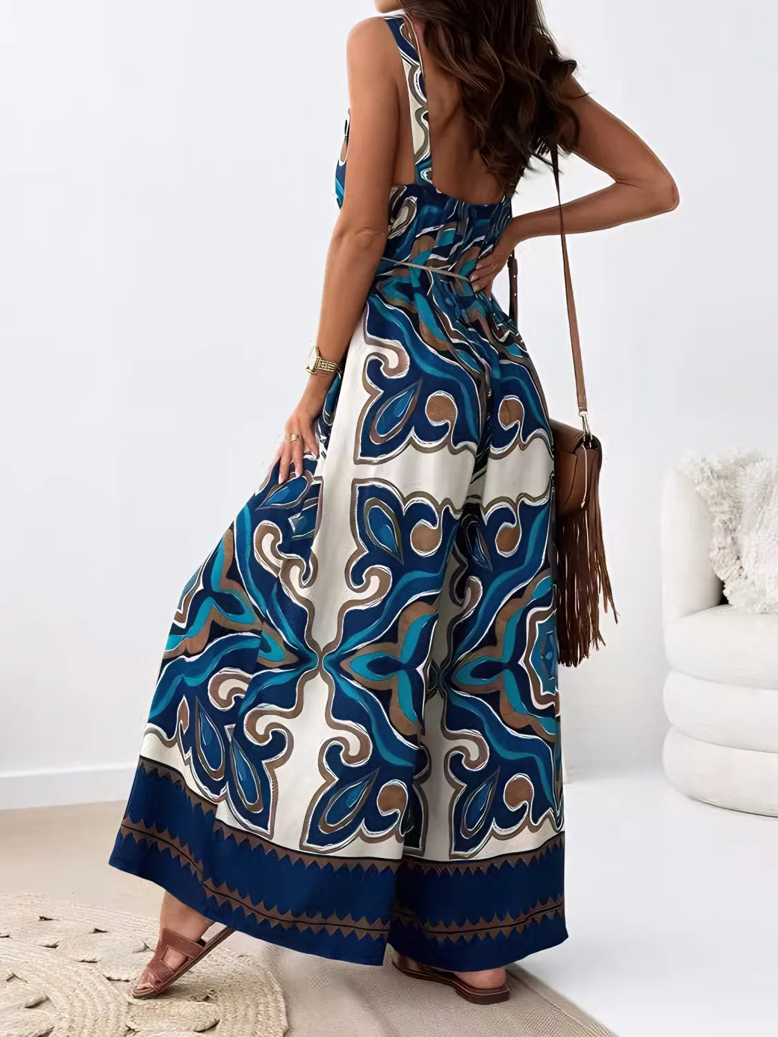 Printed V-Neck Wide Leg Jumpsuit | One-Pieces Jumpsuit from PHUNKYN