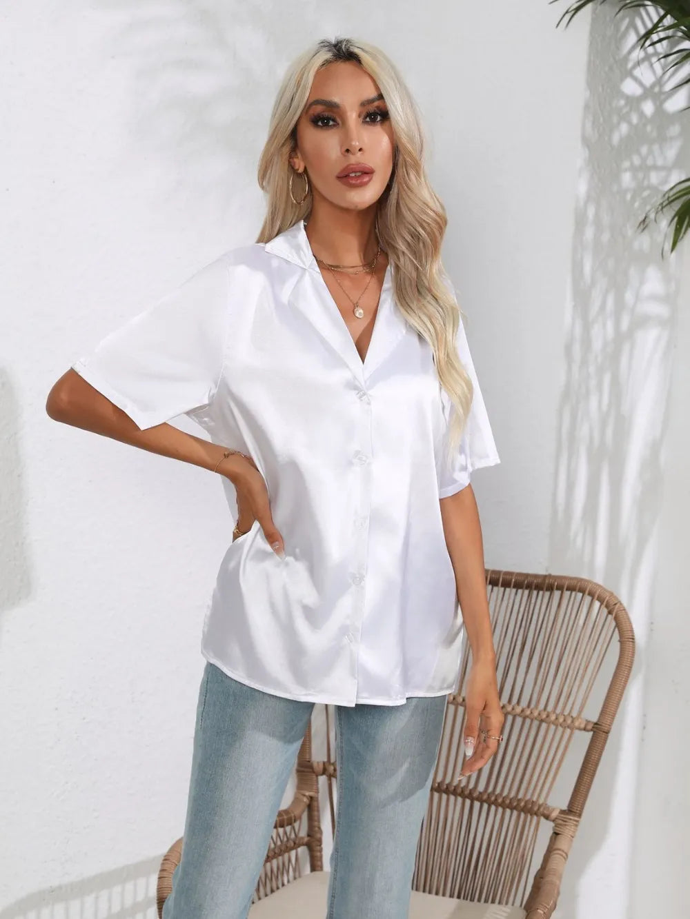 Button Down Short Sleeve Shirt | Shirts Women's Shirt from PHUNKYN