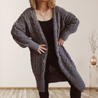 Cable-Knit Open Front Dropped Shoulder Cardigan | Cardigans Cardigan from PHUNKYN