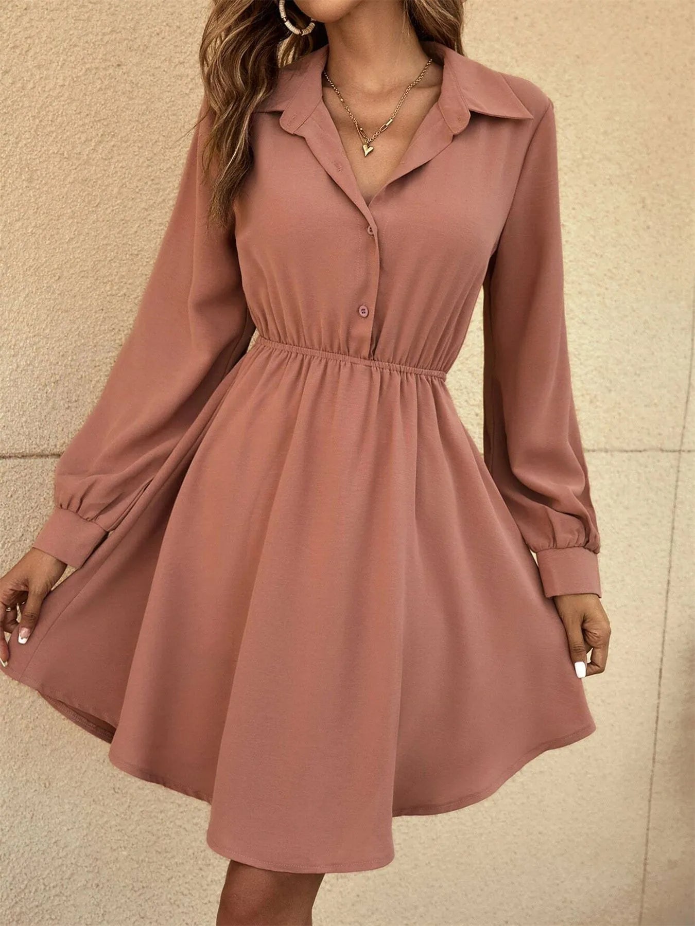 Button Front Long Sleeve Dress | Dresses Dress from PHUNKYN