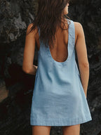 Backless Sleeveless Denim Mini Dress | Dresses Mini Dress from PHUNKYN