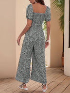 Printed Square Neck Puff Sleeve Jumpsuit | One-Pieces Jumpsuit from PHUNKYN
