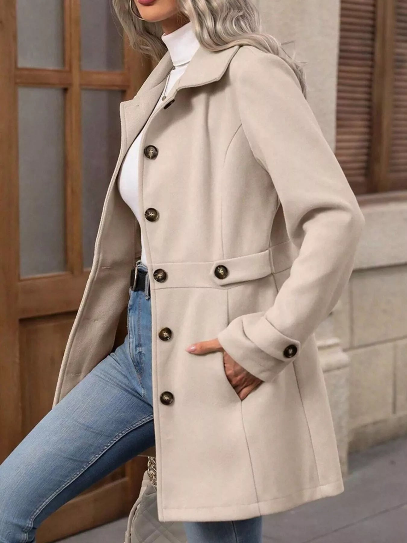 Button Up Long Sleeve Coat | Trench Coats Coat from PHUNKYN