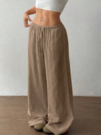 Wide Leg Drawstring Casual Pants | Trousers Wide Leg Pants Set from PHUNKYN