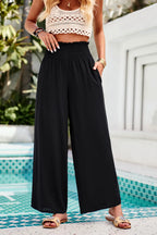Devine Smocked Wide Leg Pants with Pockets | Pants Wide Leg Pants from PHUNKYN