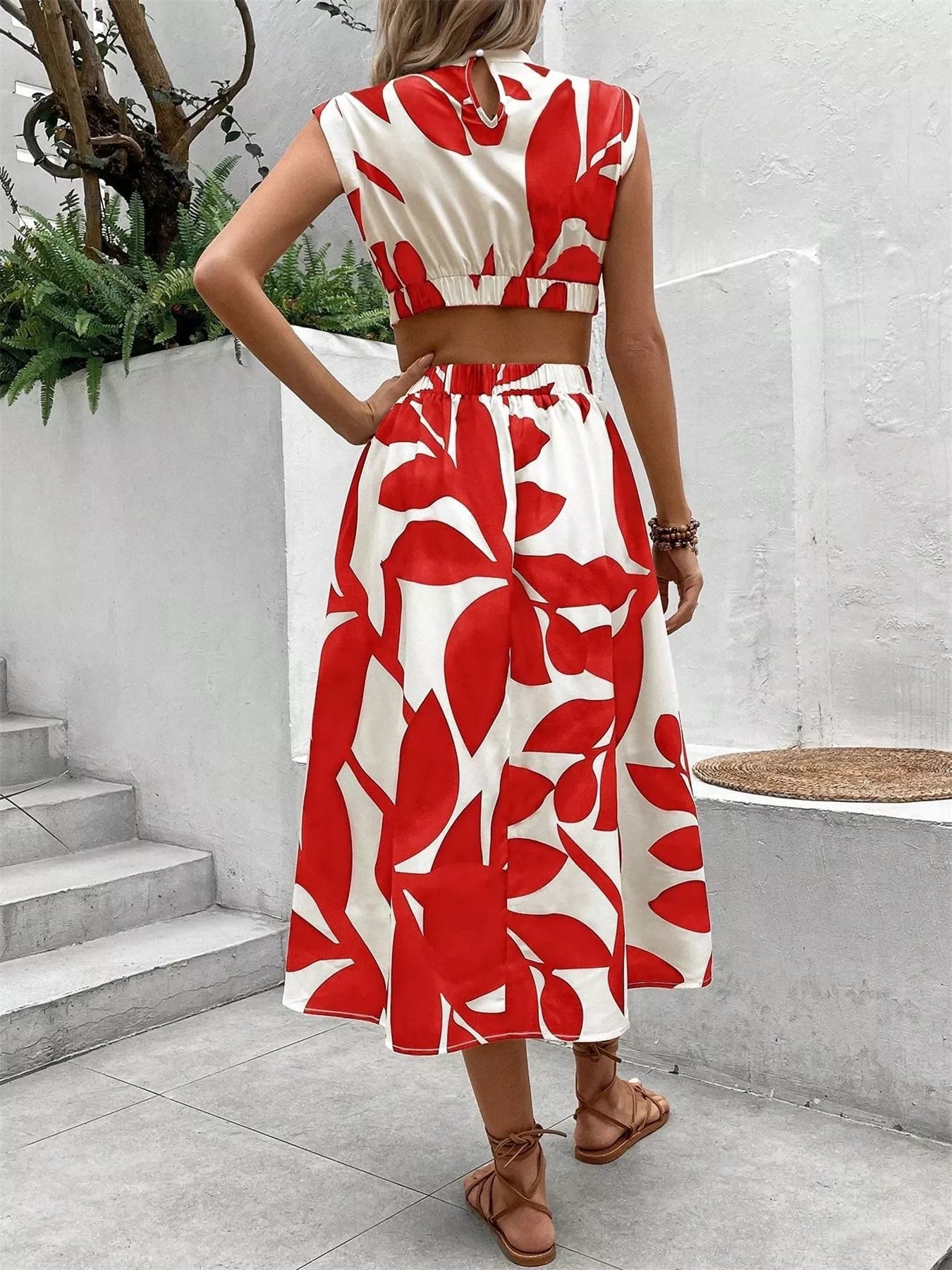 Cutout Printed Sleeveless Dress | Dresses Dress from PHUNKYN