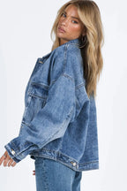 Collared Neck Button Up Denim Jacket | Jacket from PHUNKYN
