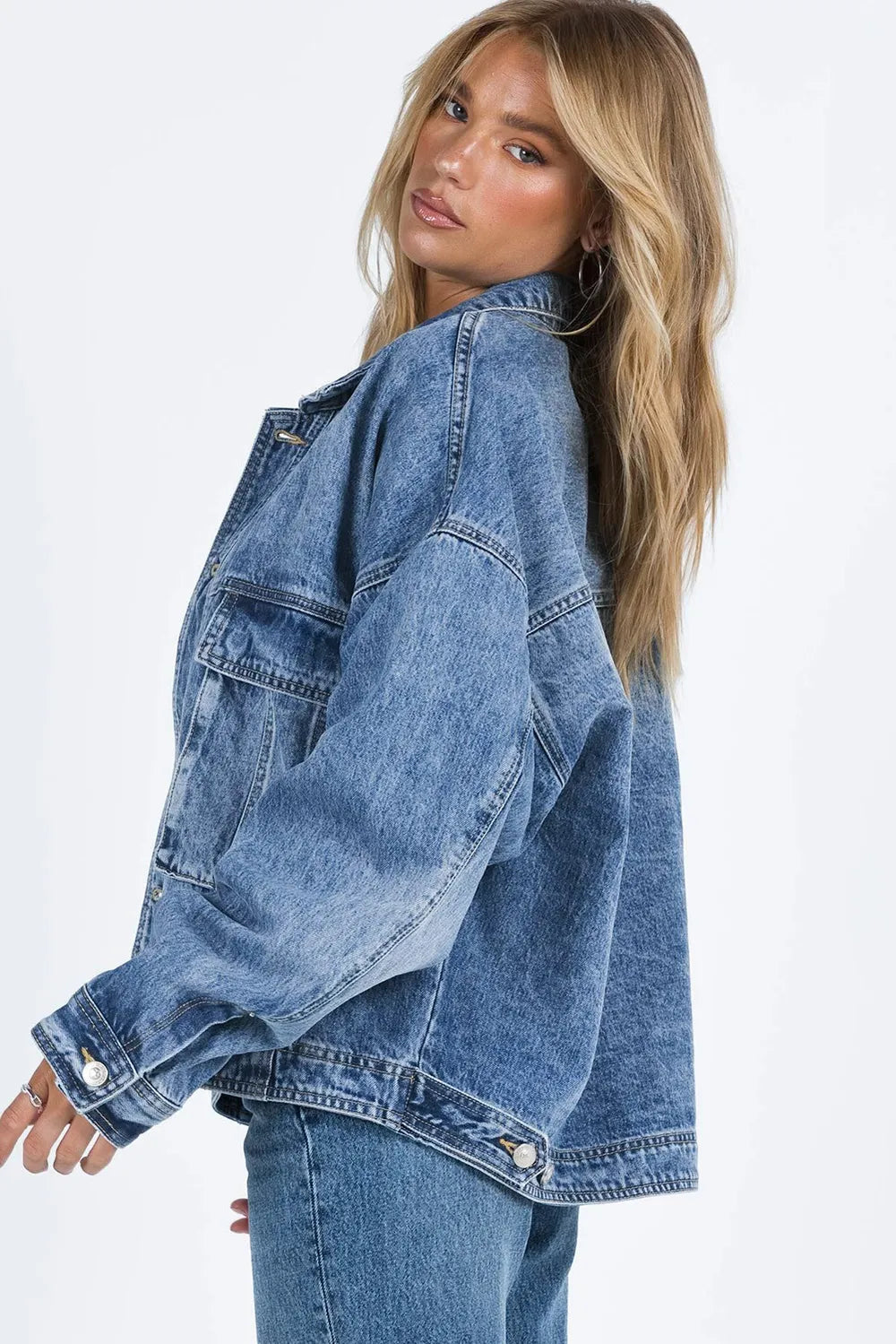 Collared Neck Button Up Denim Jacket | Jacket from PHUNKYN