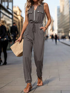 Drawstring Waist Sleeveless Jumpsuit One-Pieces Jumpsuit PHUNKYN