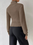 Cutout Front Turtleneck Long Sleeve Sweater | Sweaters Sweater from PHUNKYN