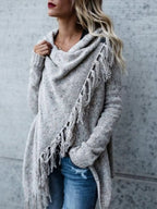 Fringe Long Sleeve Wrap Cardigan | Cardigans Cardigan from PHUNKYN