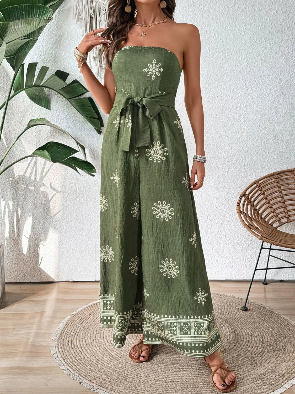 Printed Wide Leg Tube Jumpsuit | One-Pieces Jumpsuit from PHUNKYN