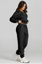 Quarter Zip Top and Drawstring Pants Active Set | Outfit Sets Top and Pants Set from PHUNKYN