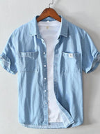 Men's Button Up Short Sleeve Denim Shirt | Shirts Shirts from PHUNKYN