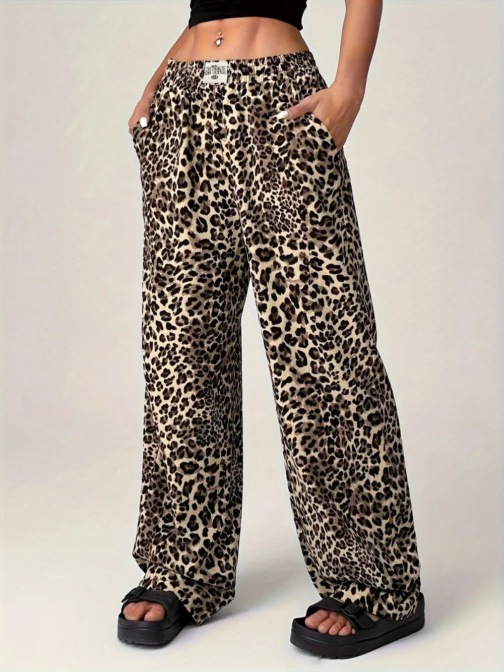 Leopard Wide Leg Pants with Pockets | Wide Leg Pants from PHUNKYN